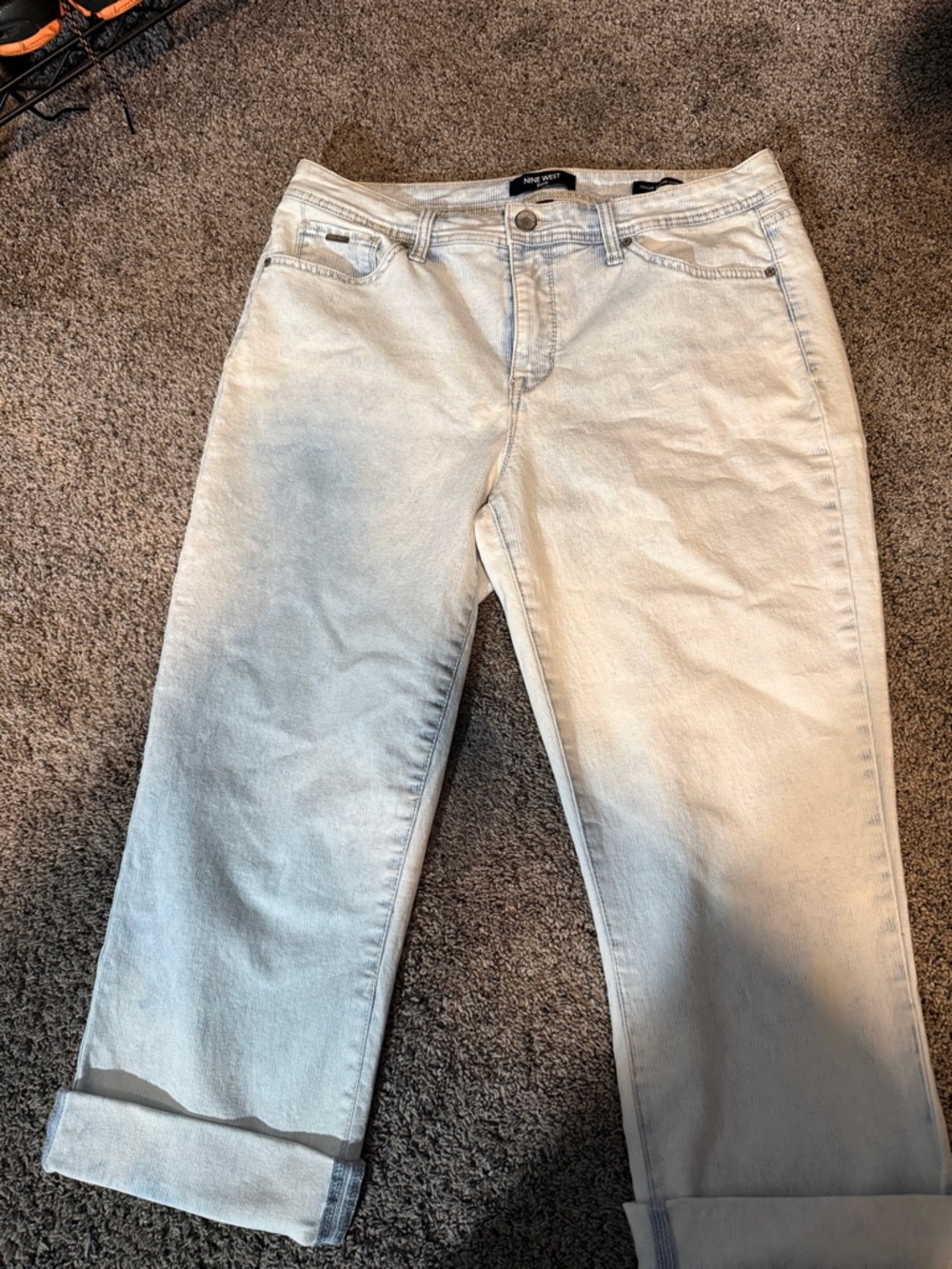 Nine West Cream Light-Wash Boyfriend Jeans